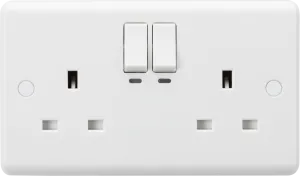 Knightsbridge CU9KW Smart White Curved Edge 13A 2G Switched Socket