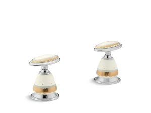 KOHLER K-258-WF Prairie Flowers Antique Ceramic handle insets and skirts for bidet and bathroom sink faucets