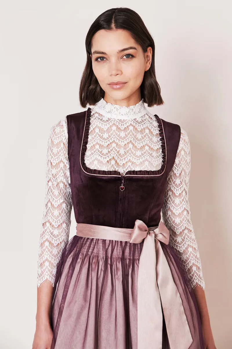 Kruger Mini Dirndl 2pcs. 50cm "Joelina" berry (40,42,44)