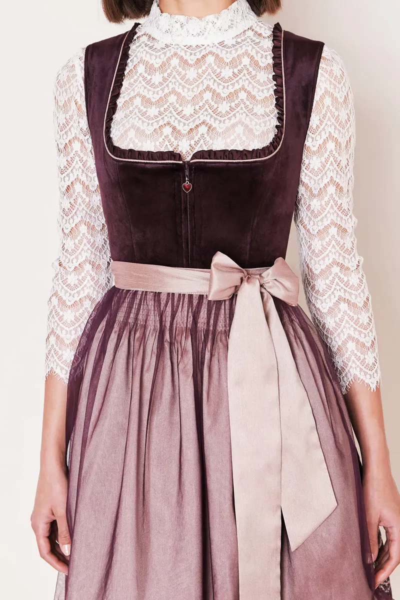 Kruger Mini Dirndl 2pcs. 50cm "Joelina" berry (40,42,44)