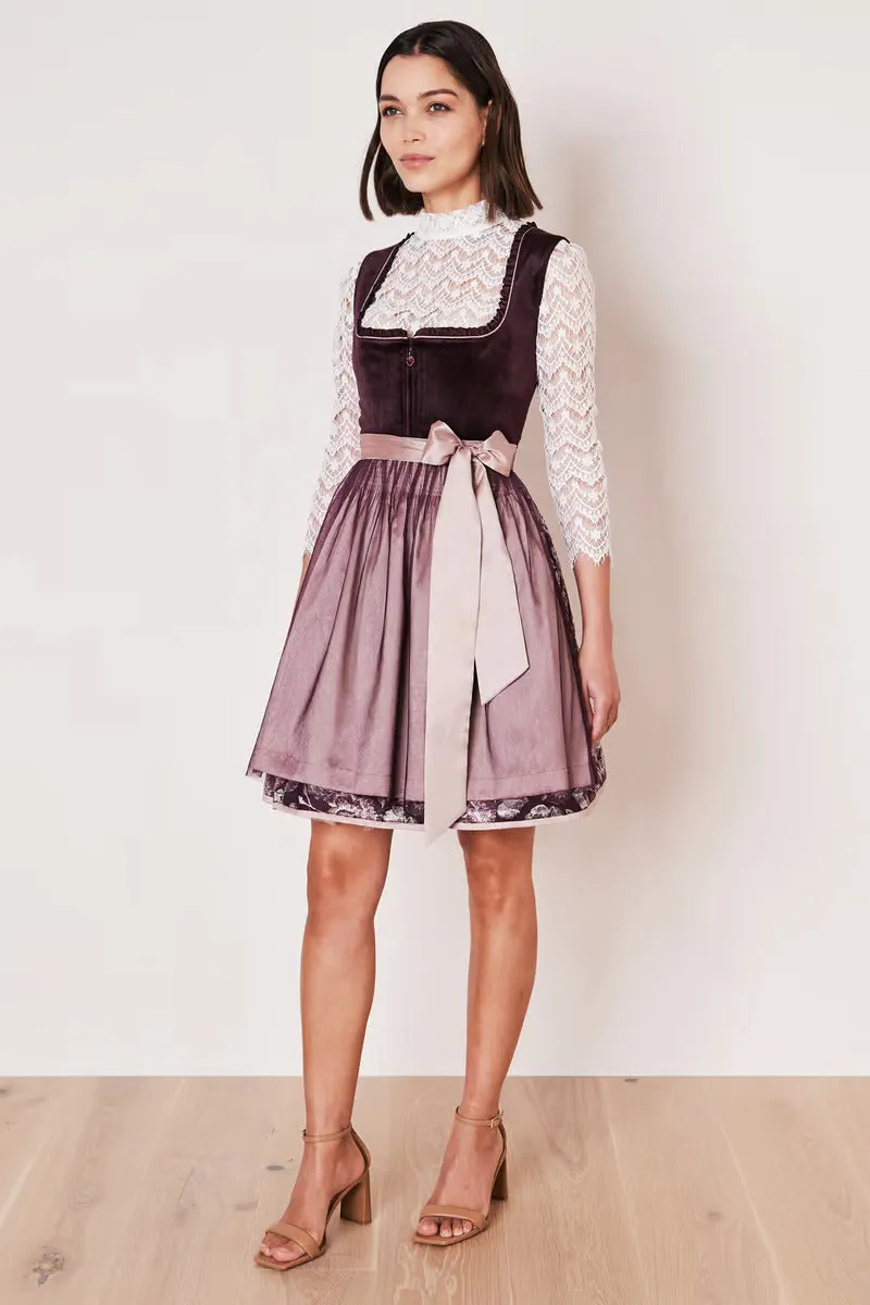 Kruger Mini Dirndl 2pcs. 50cm "Joelina" berry (40,42,44)