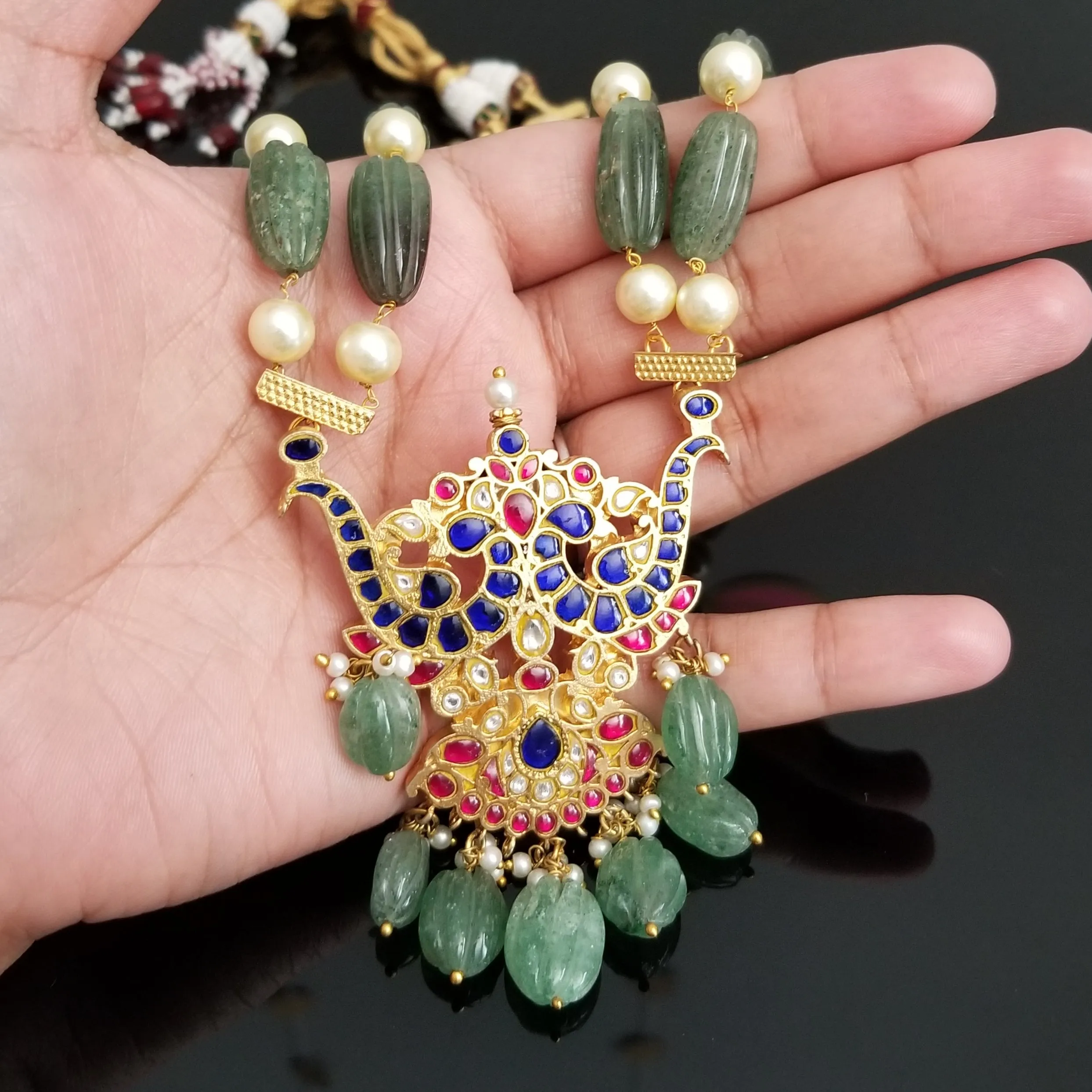 Kundan Bead Maala With Hard Gold Plating