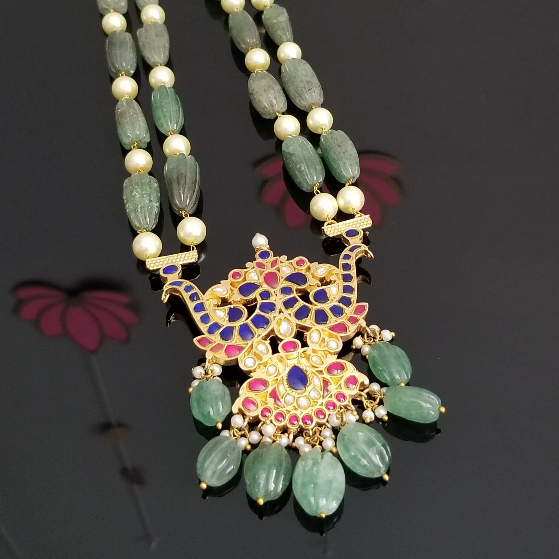 Kundan Bead Maala With Hard Gold Plating