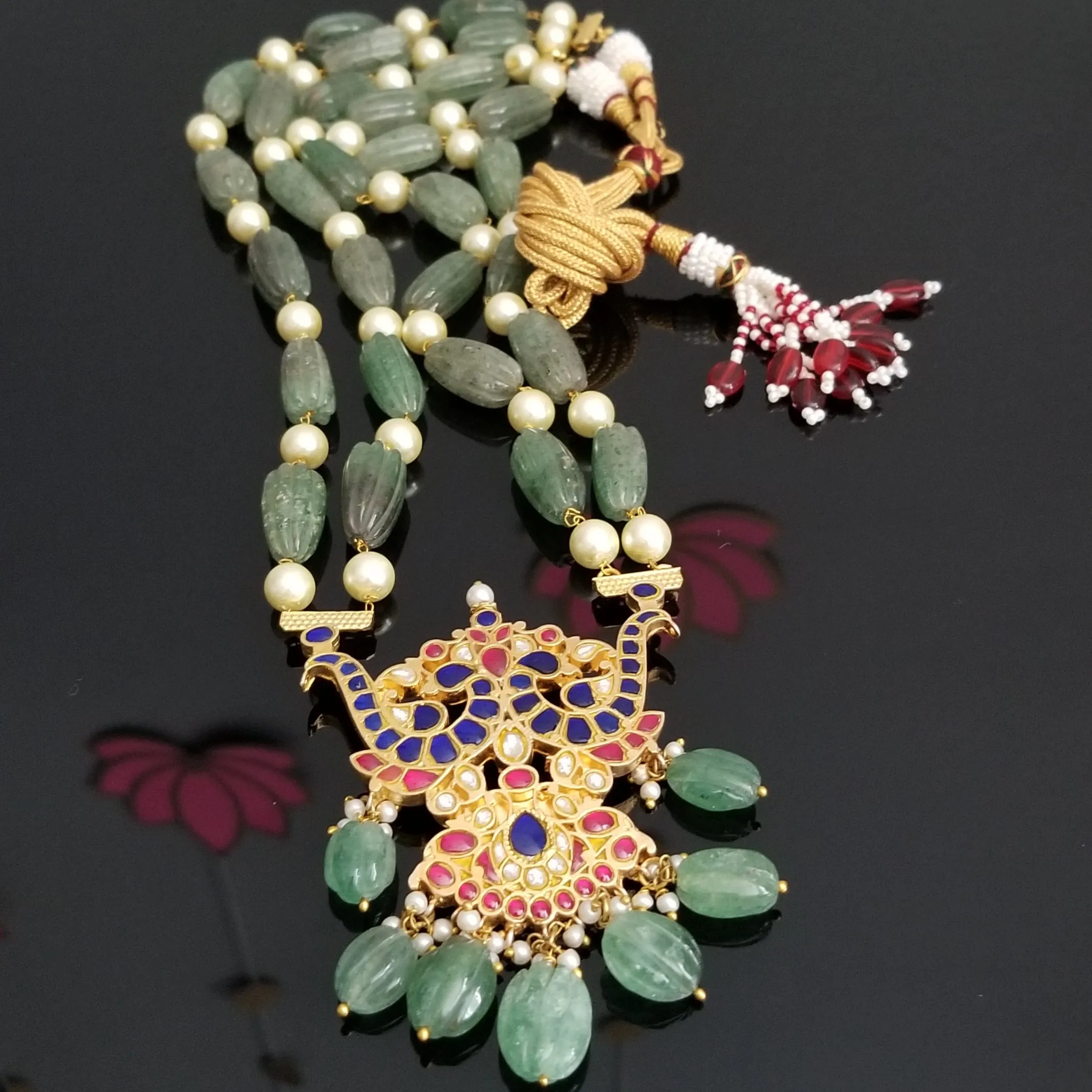 Kundan Bead Maala With Hard Gold Plating