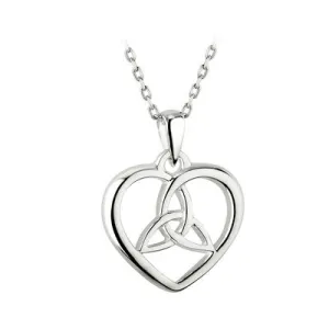 Ladies Sterling Silver Trinity Knot Heart Pendant