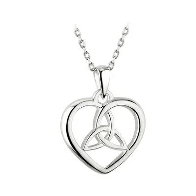 Ladies Sterling Silver Trinity Knot Heart Pendant
