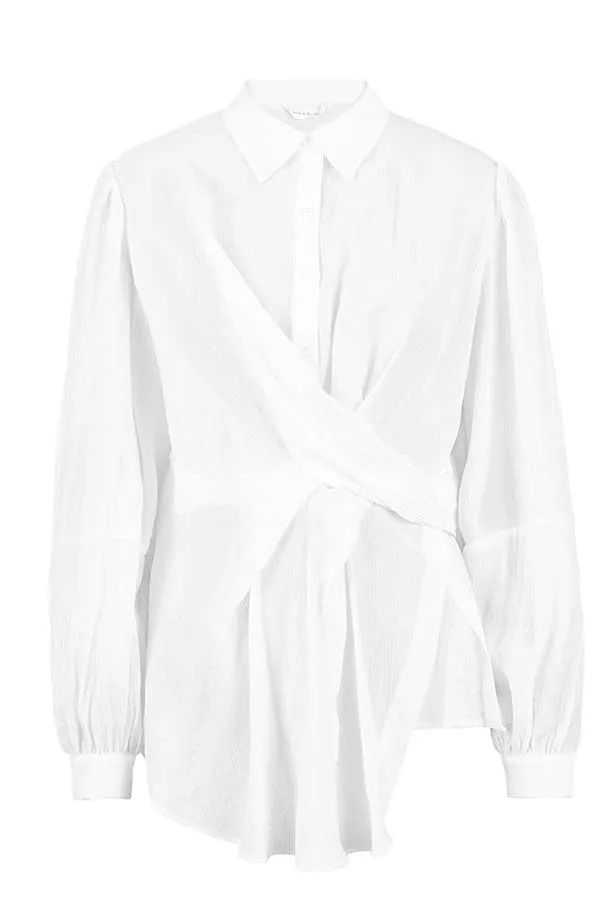 LAPEL COLLAR IRREGULAR LONG SLEEVE SHIRT
