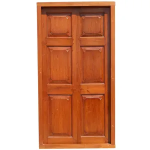 Large Anglo Indian Solid Teak Paneled Double Door with Frame