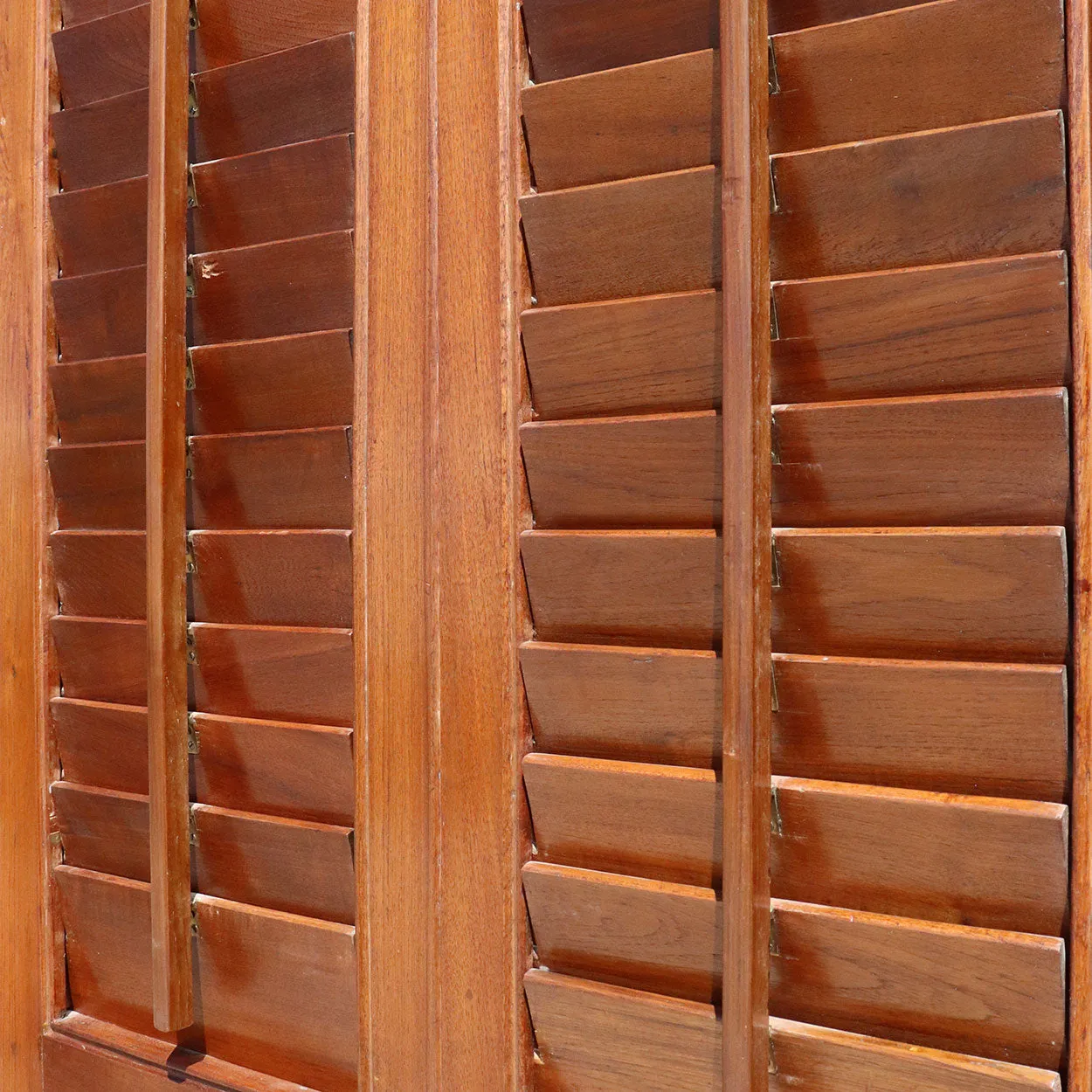 Large Anglo Indian Teak Louvered Double Door with Frame