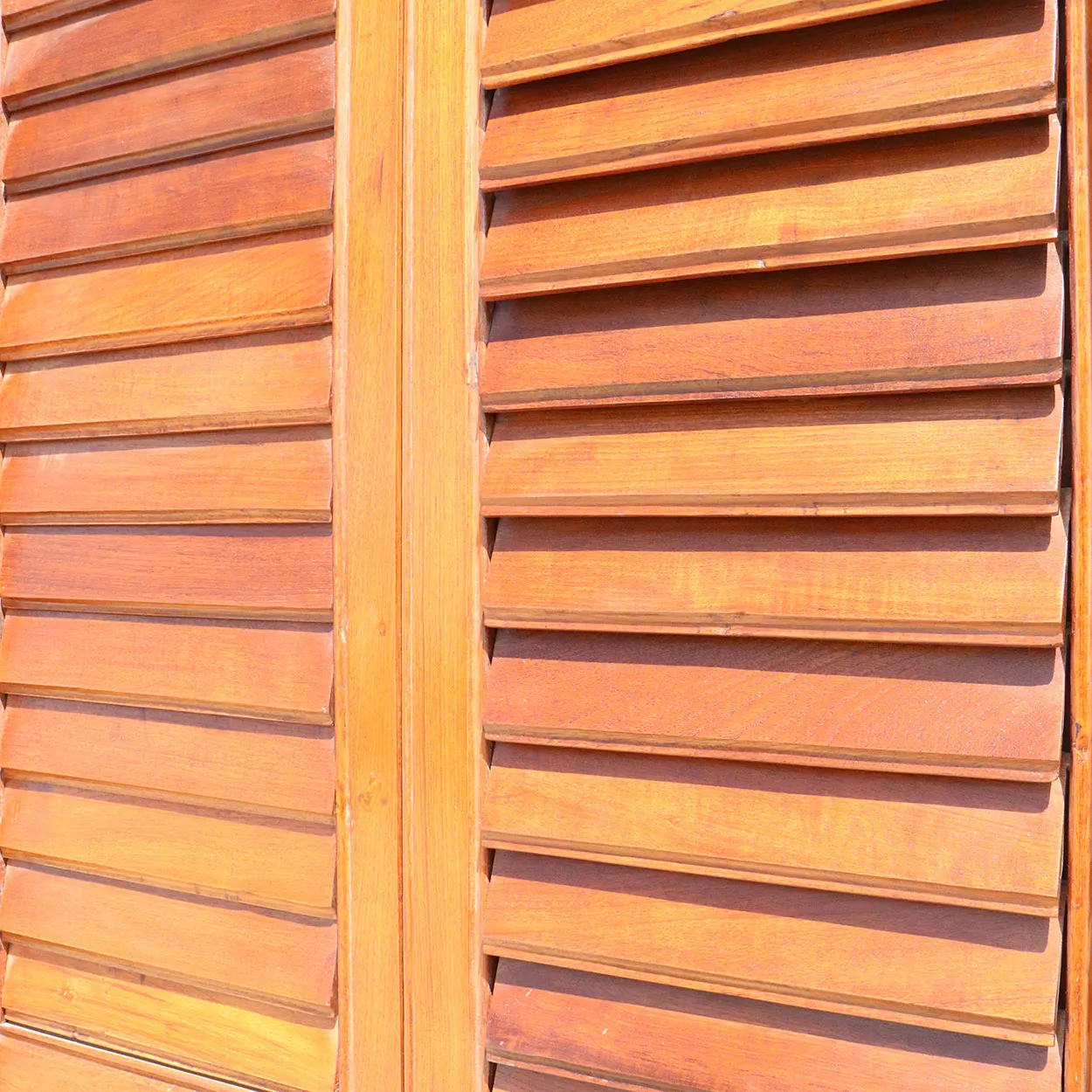 Large Anglo Indian Teak Louvered Double Door with Frame