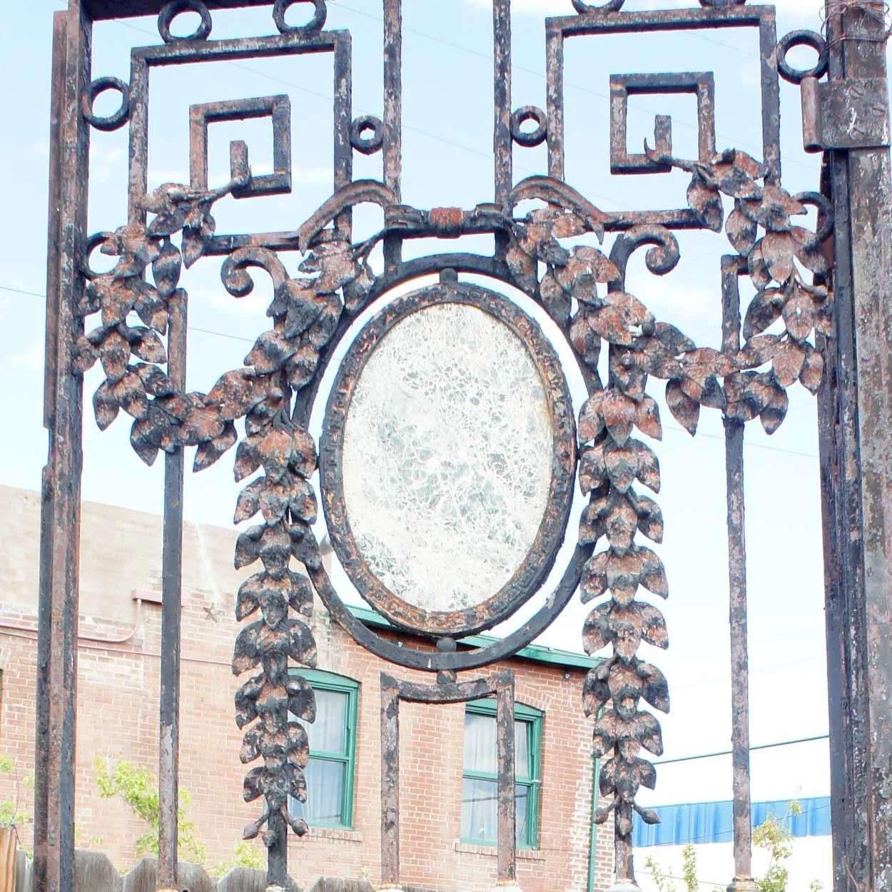 Large Argentine Beaux Arts Wrought Iron and Marble Double Door Gate