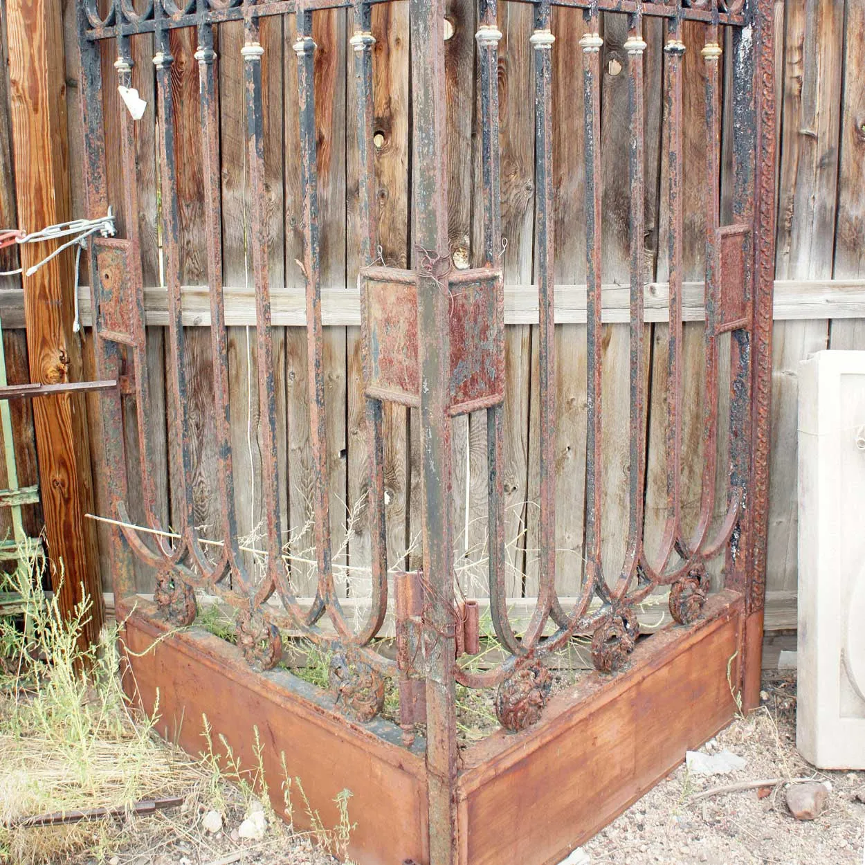 Large Argentine Beaux Arts Wrought Iron and Marble Double Door Gate