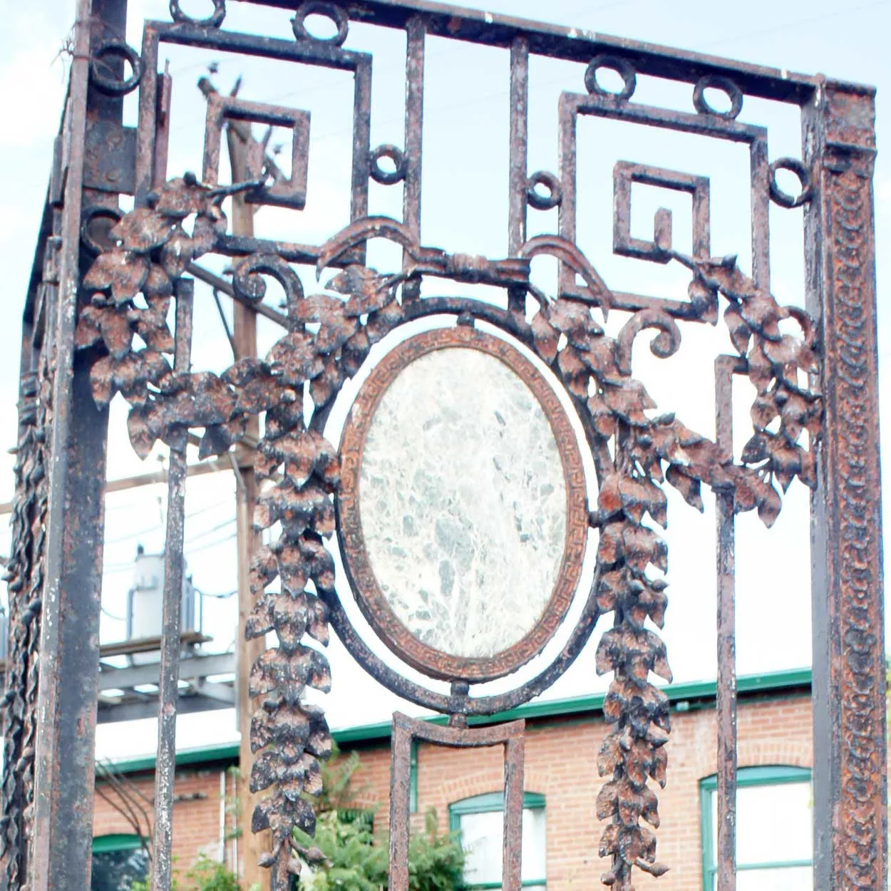 Large Argentine Beaux Arts Wrought Iron and Marble Double Door Gate