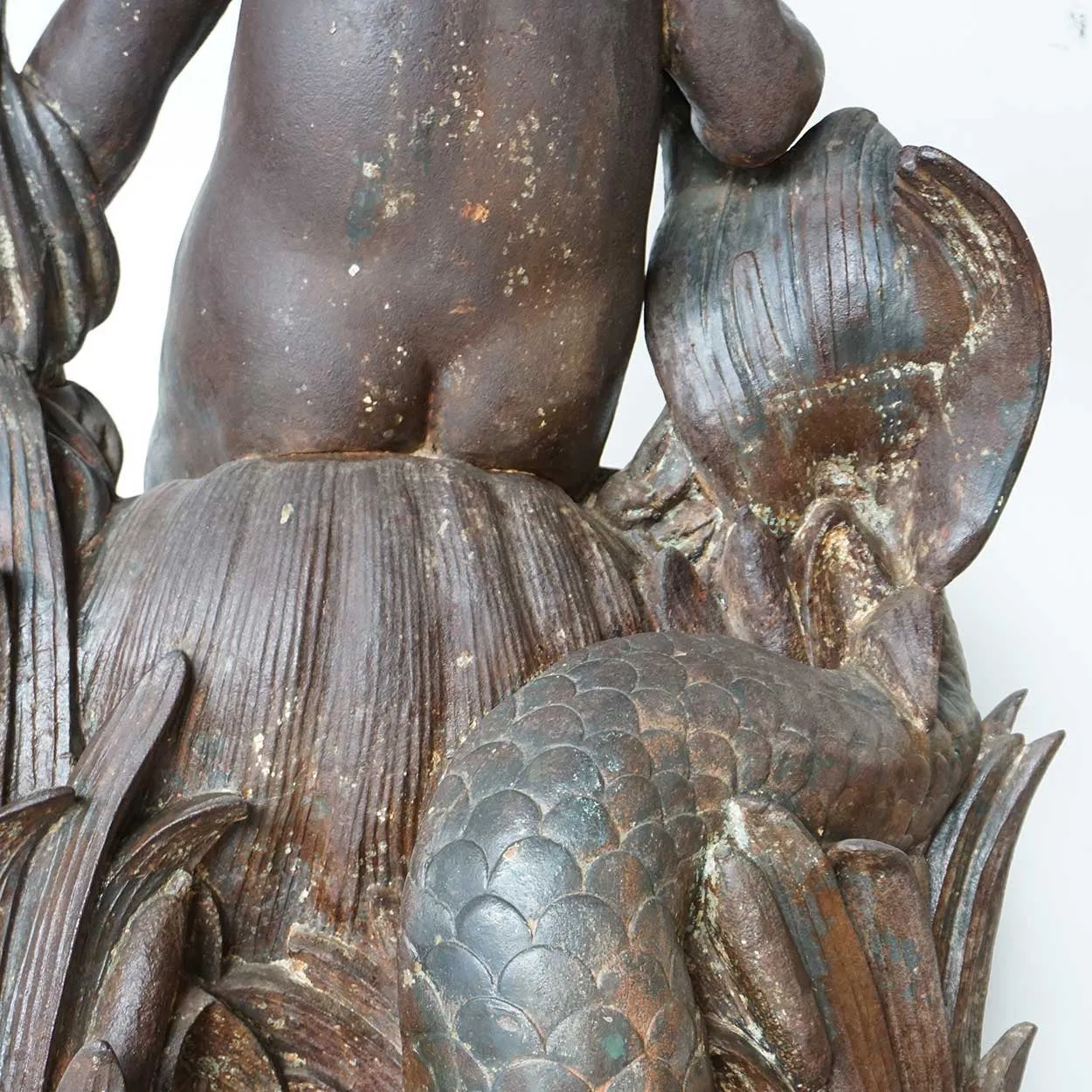 Large French J.J. Ducel Cast Iron Figural Garden Fountain