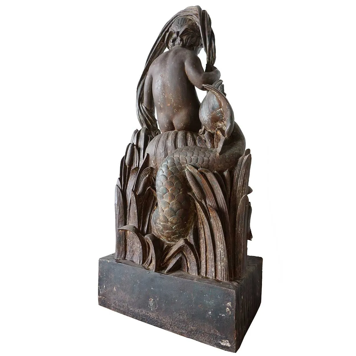 Large French J.J. Ducel Cast Iron Figural Garden Fountain