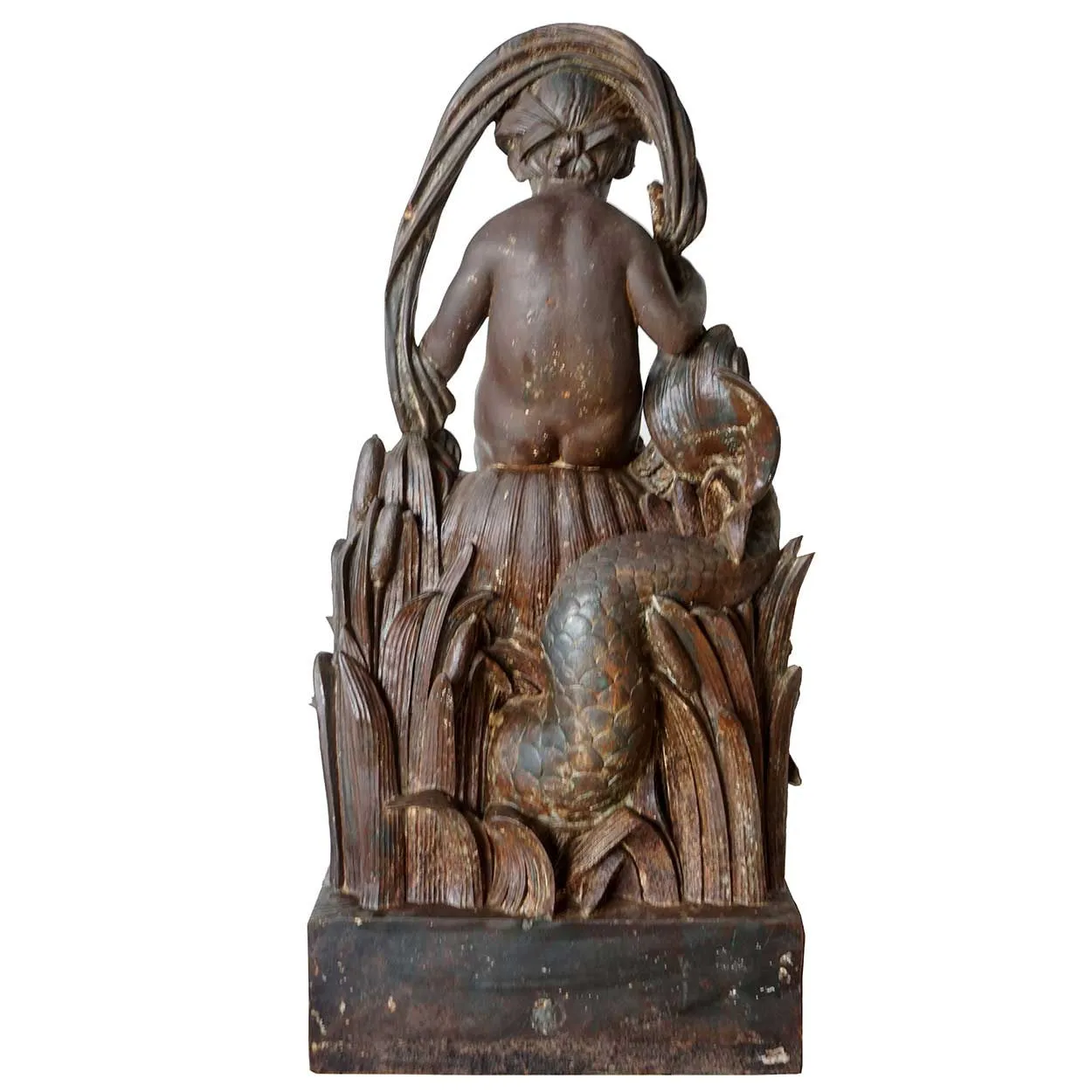 Large French J.J. Ducel Cast Iron Figural Garden Fountain