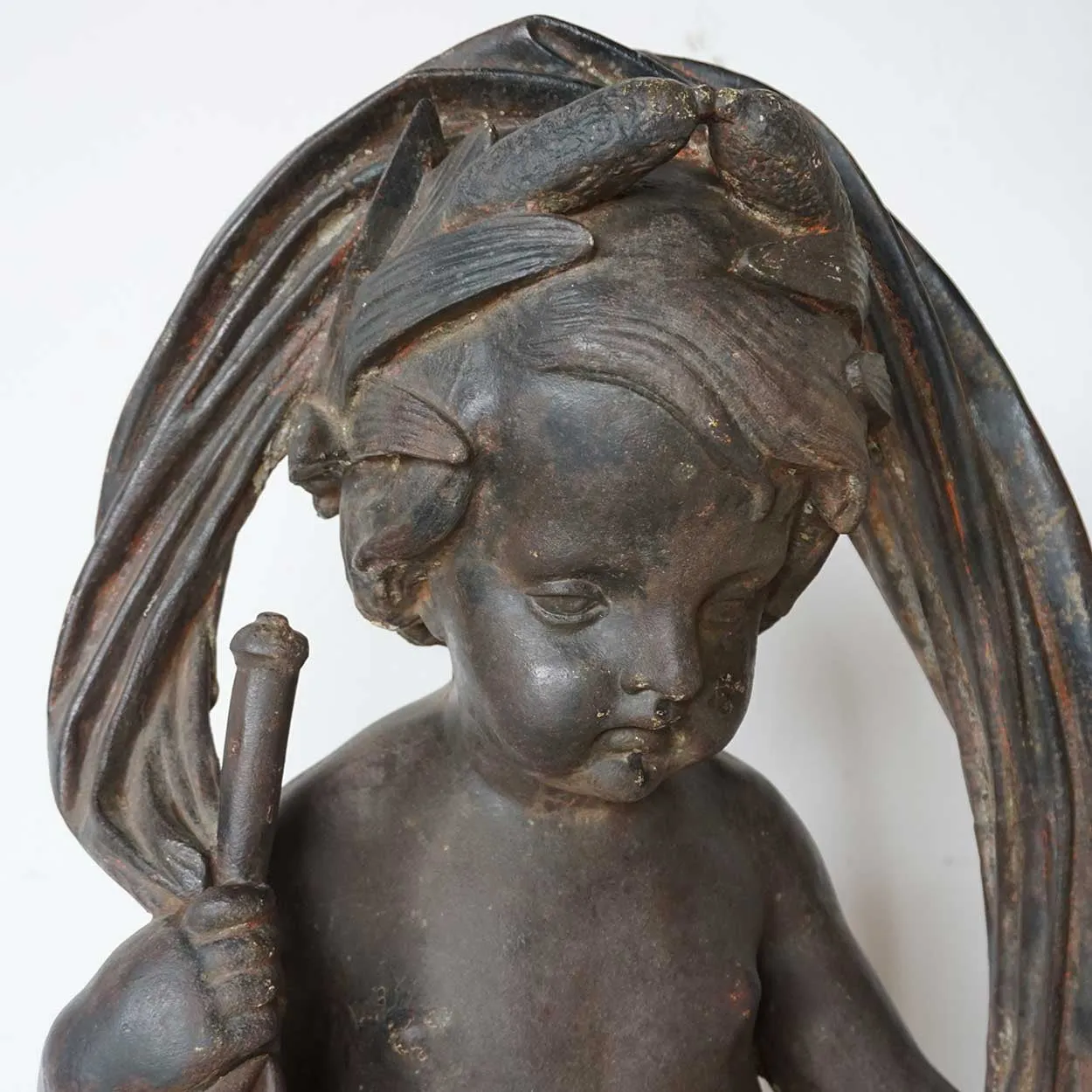 Large French J.J. Ducel Cast Iron Figural Garden Fountain