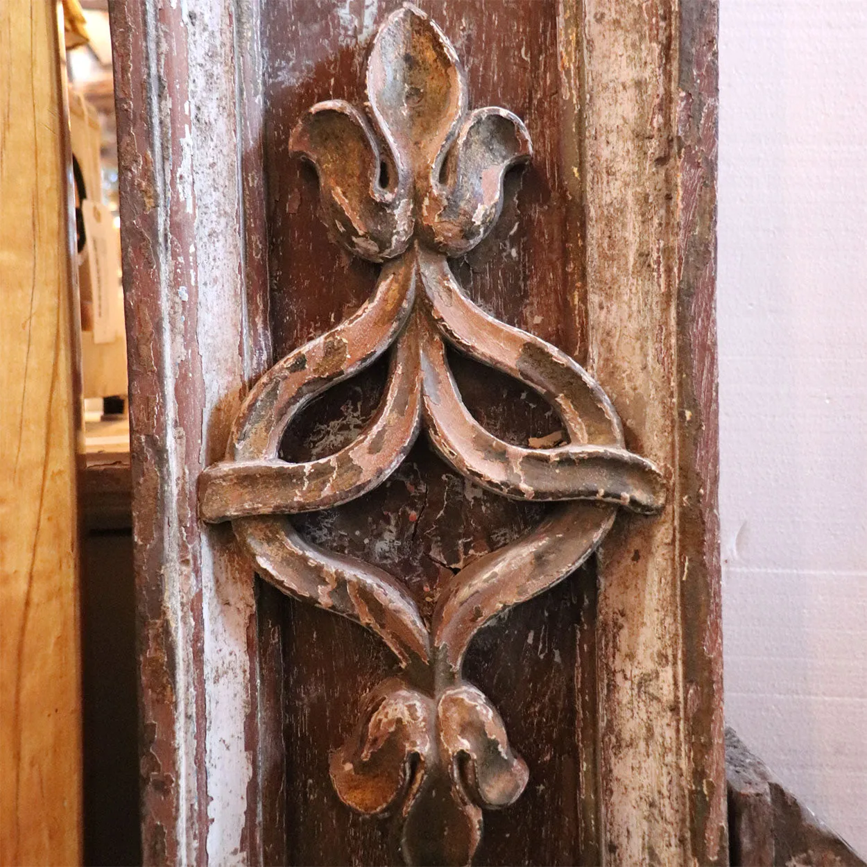 Large Indo-Portuguese Painted Teak 10-Foot Architectural Altarpiece Pilasters