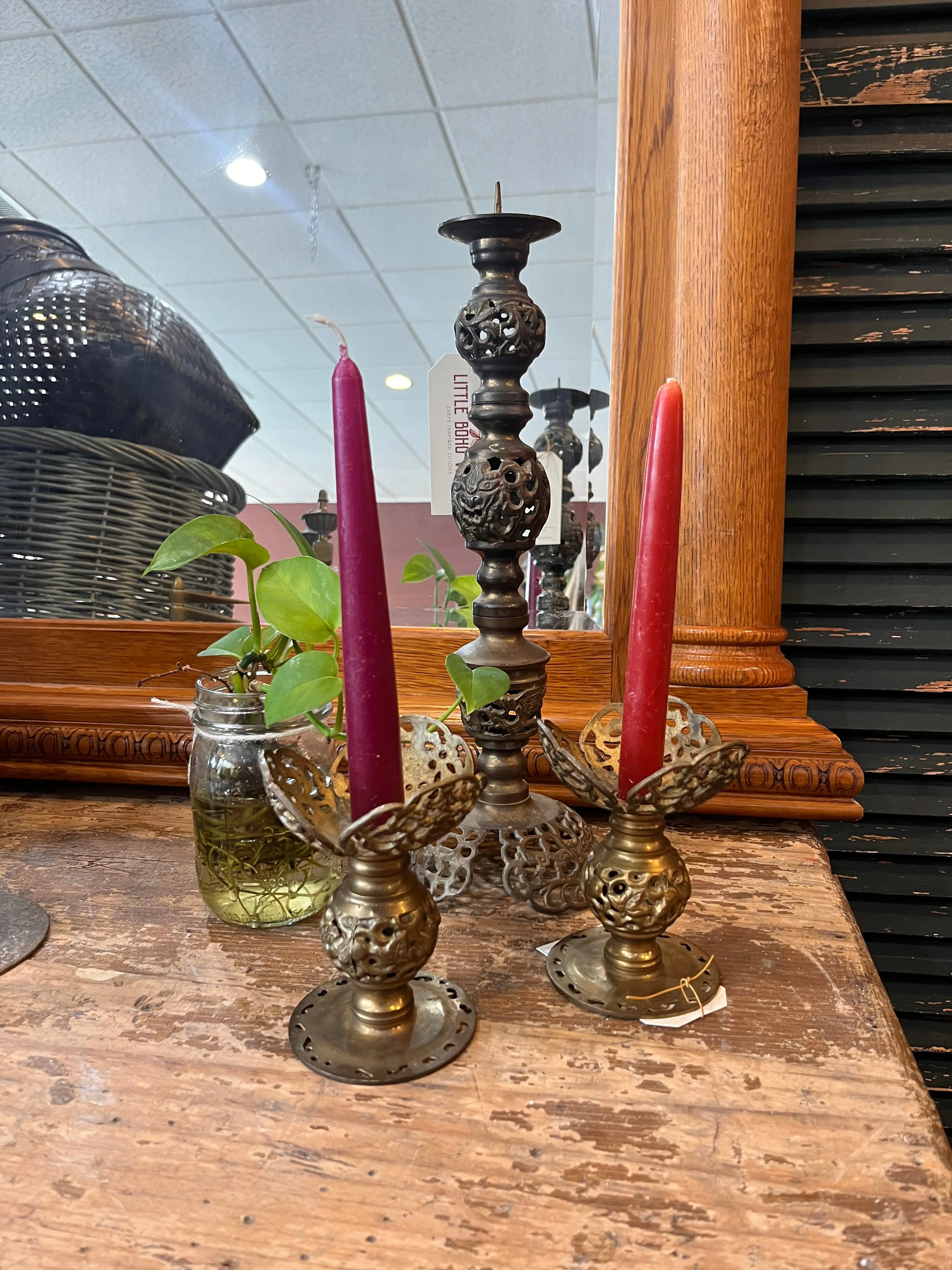 Large ornate brass candleholder