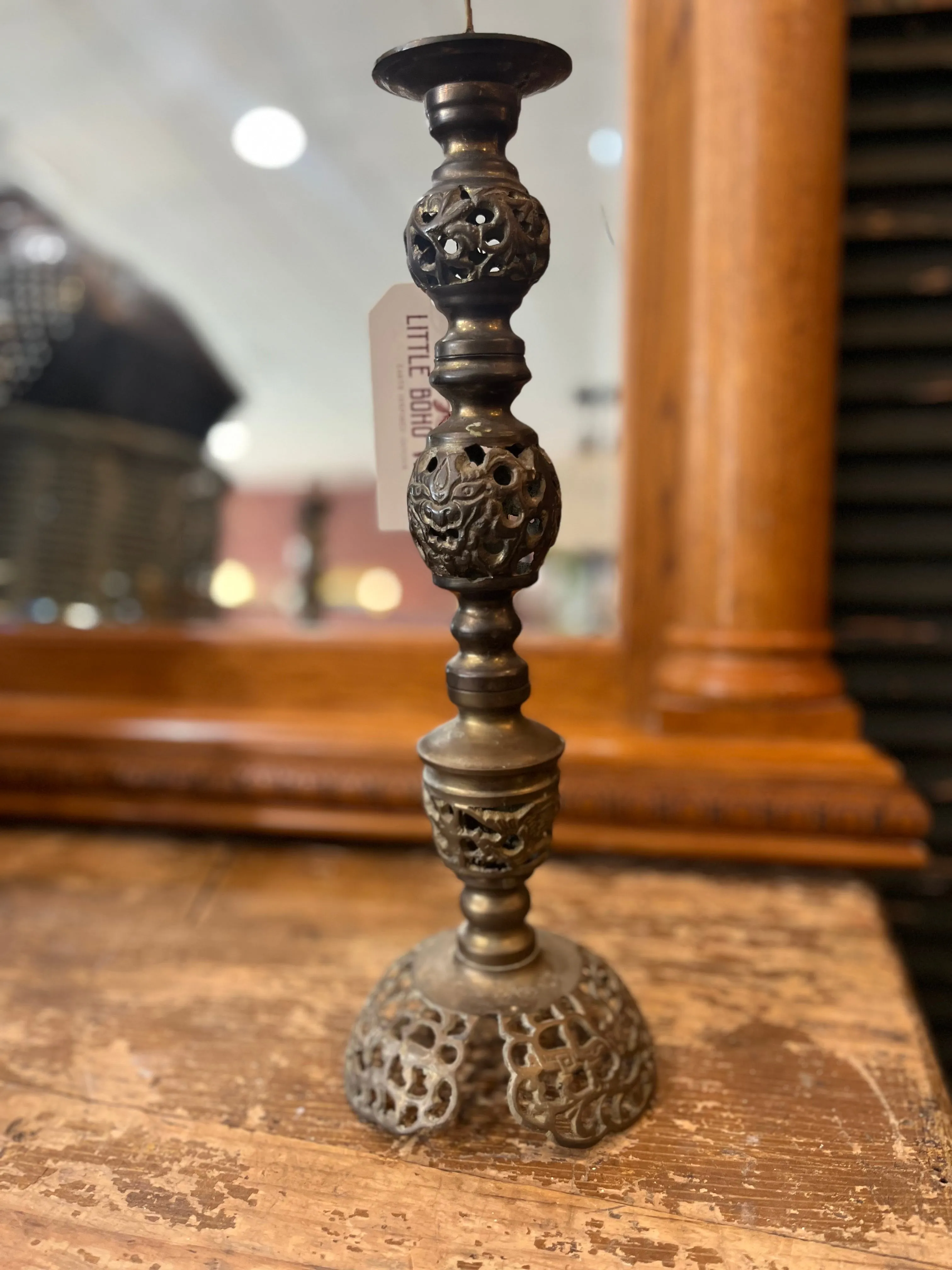 Large ornate brass candleholder
