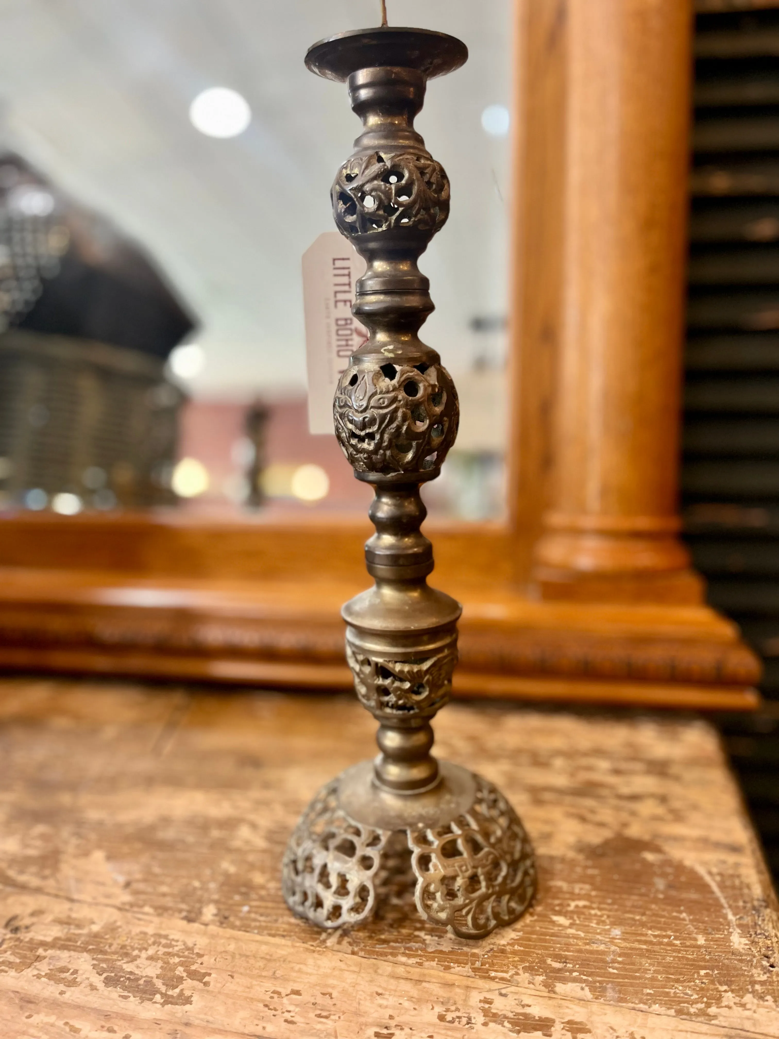 Large ornate brass candleholder