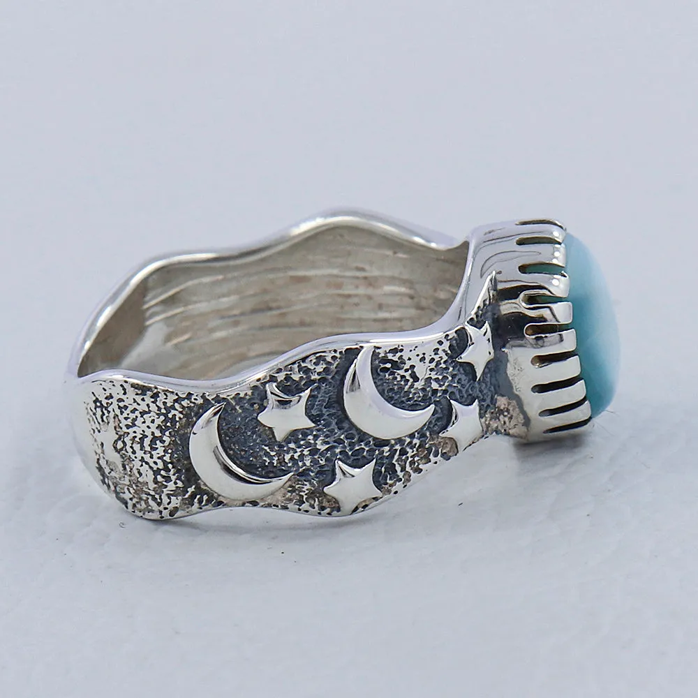 Larimar Silver Designer Rings
