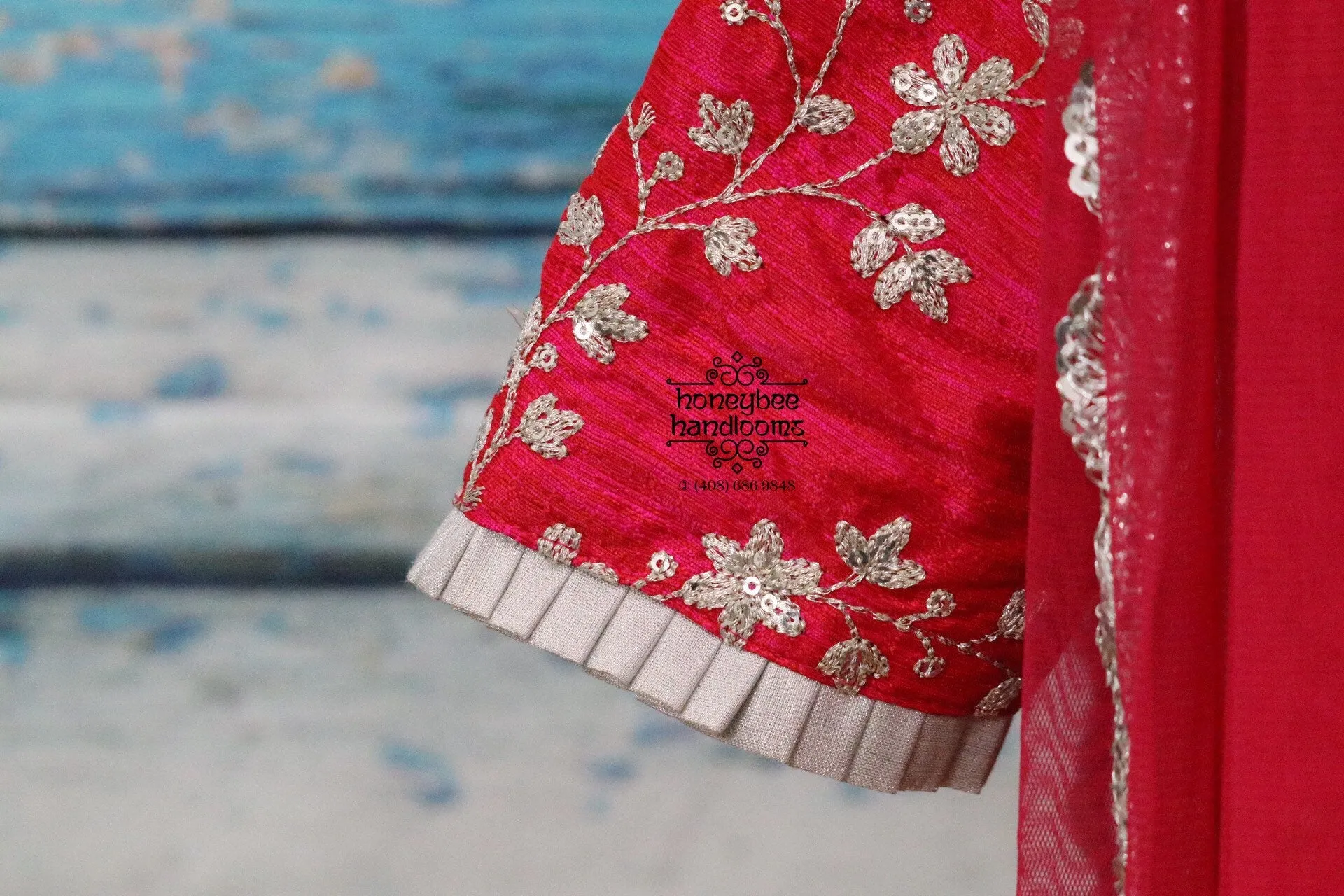 Lehenga | Indian Mehendi Dress | Indian Designerwear | Indian Bridal lehenga | bridal | Halfsaree|HoneyBee Handlooms