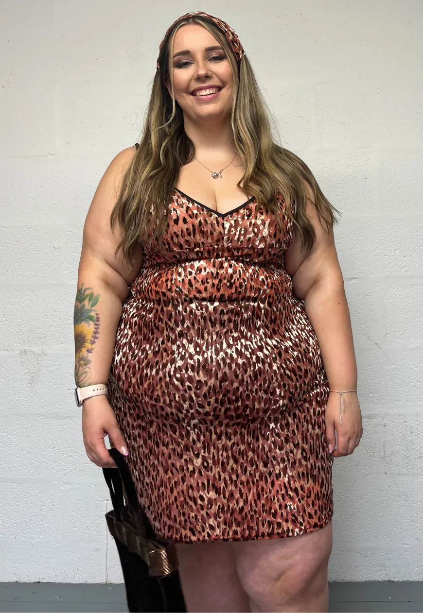 LEOPARD MESH SLIP DRESS