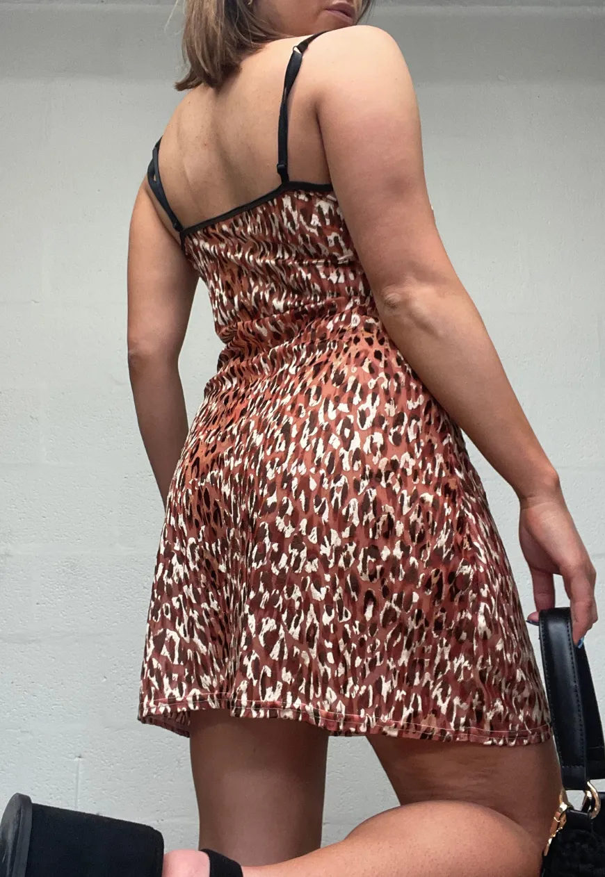 LEOPARD MESH SLIP DRESS