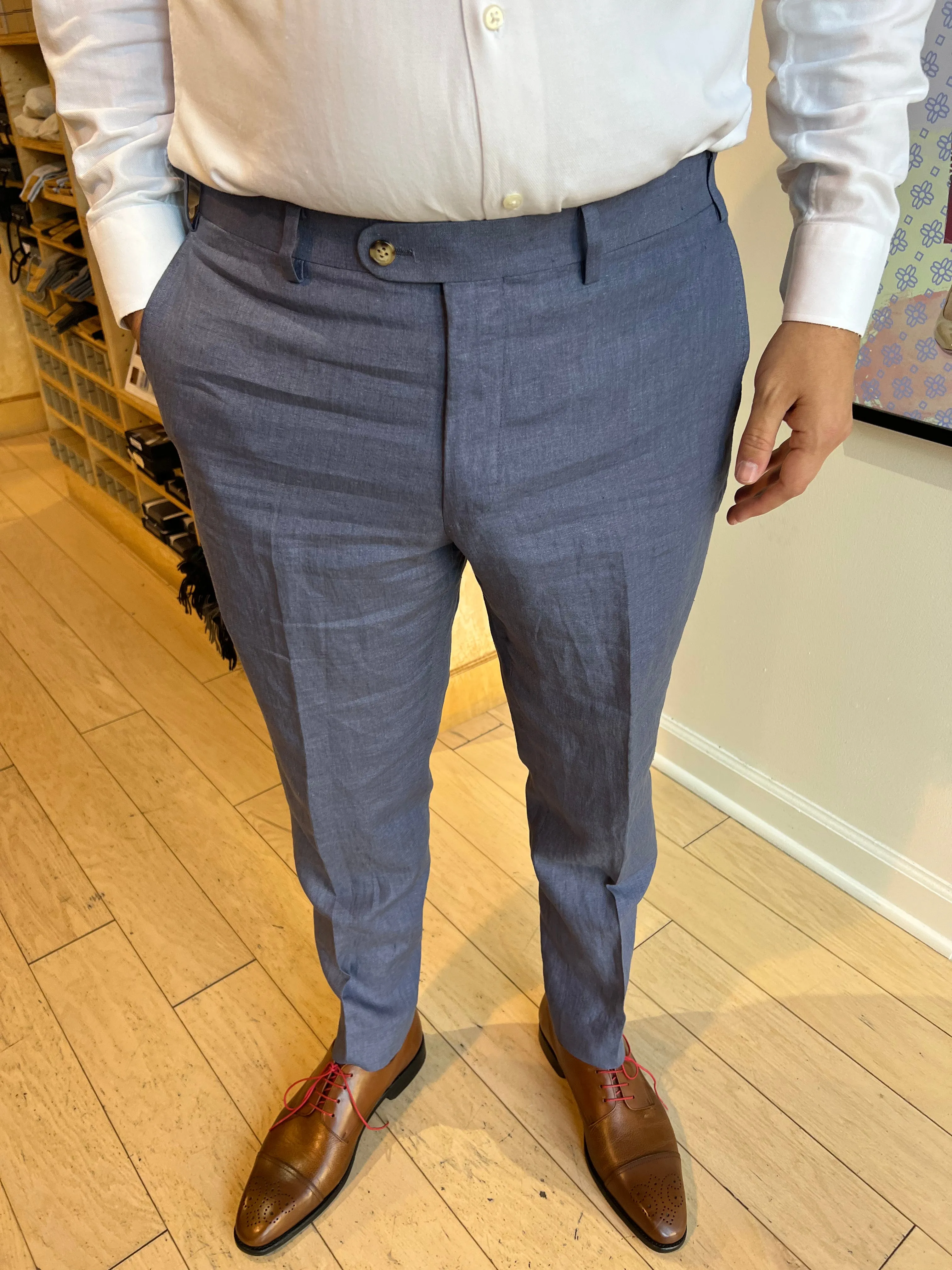 Light Blue Linen Premium Suit Pant