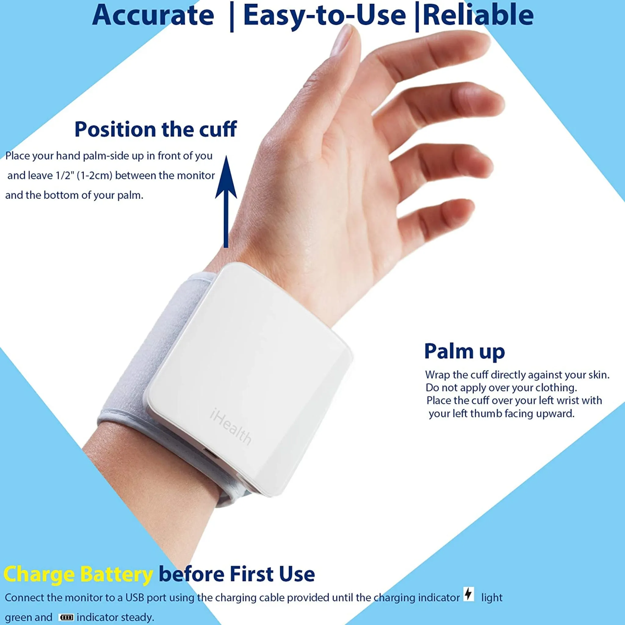 Like New/Unboxed- iHealth Smart Wrist Blood Pressure Monitor, Bluetooth Blood Pressure Cuff