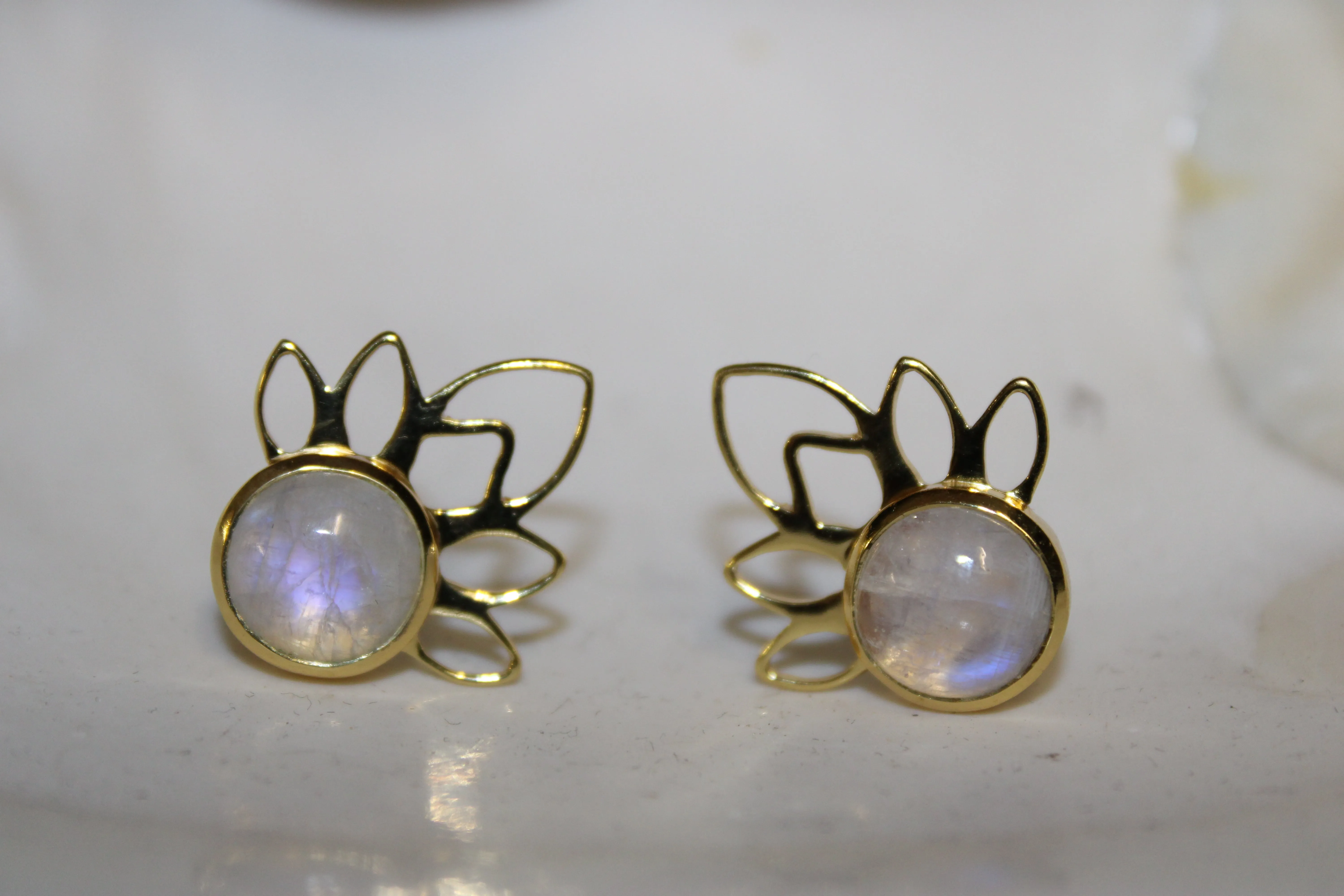Lotus Moonstone Earrings