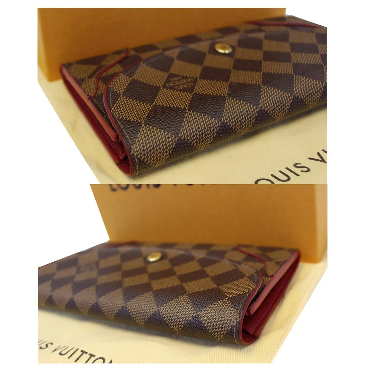 LOUIS VUITTON Caissa Damier Ebene Wallet Brown