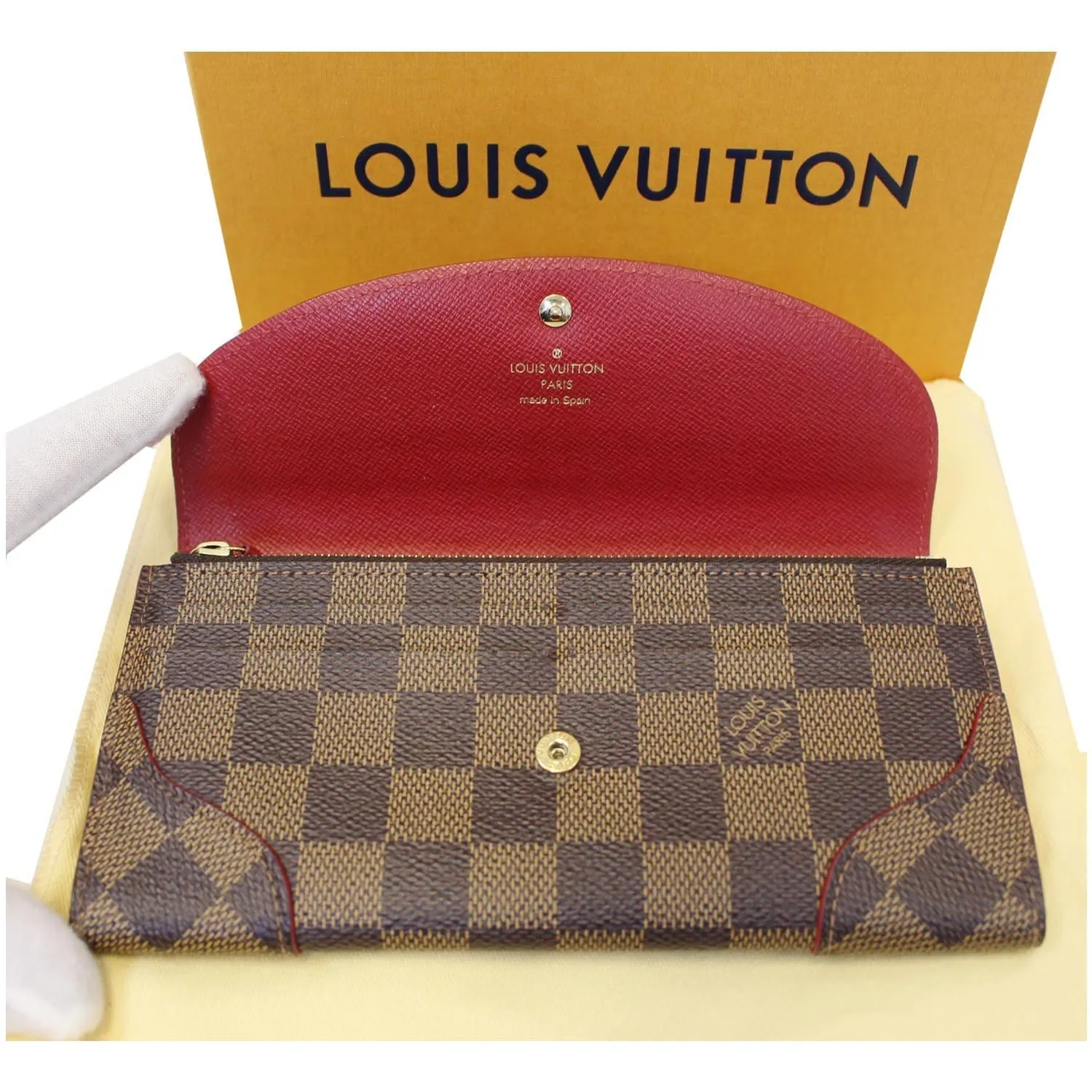 LOUIS VUITTON Caissa Damier Ebene Wallet Brown