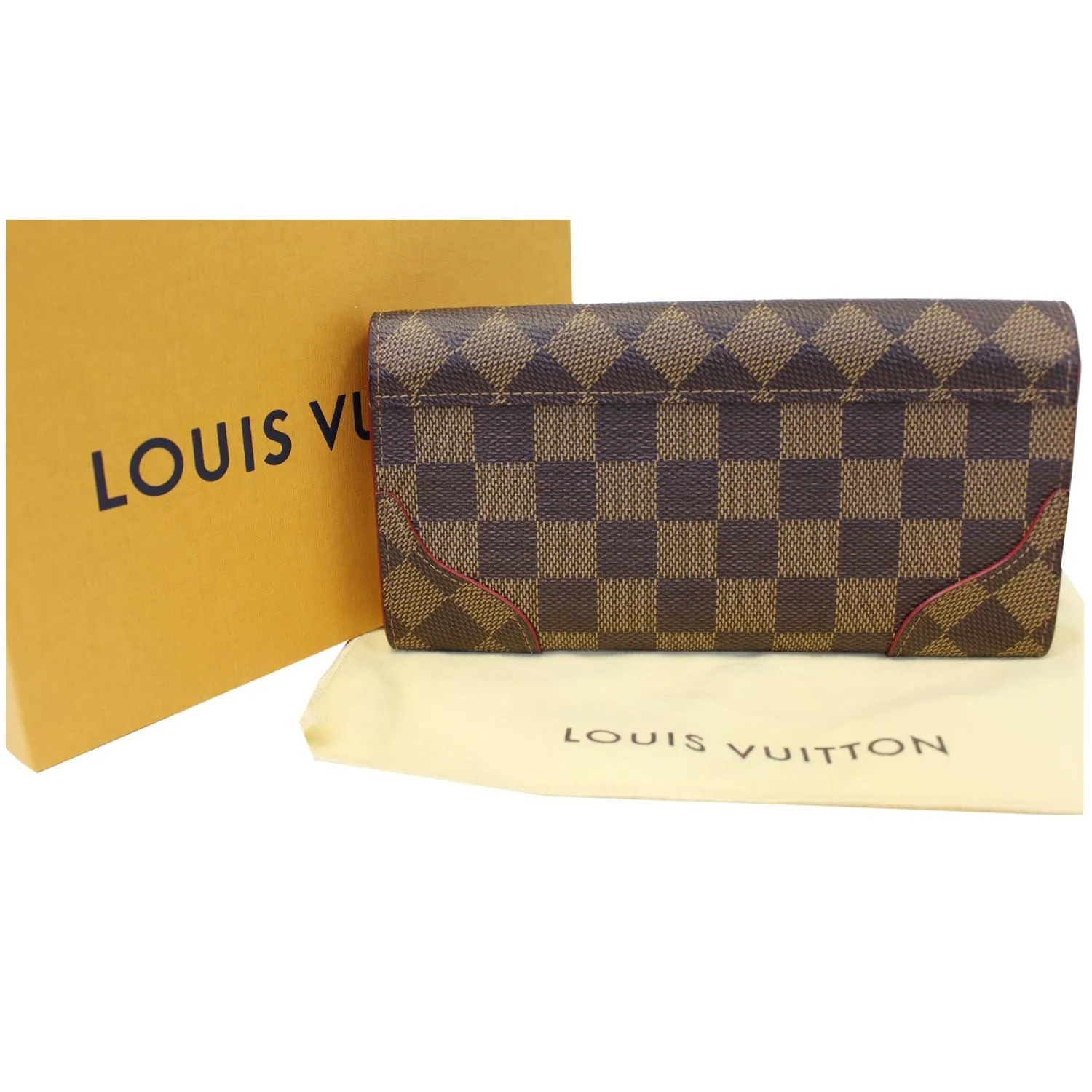 LOUIS VUITTON Caissa Damier Ebene Wallet Brown