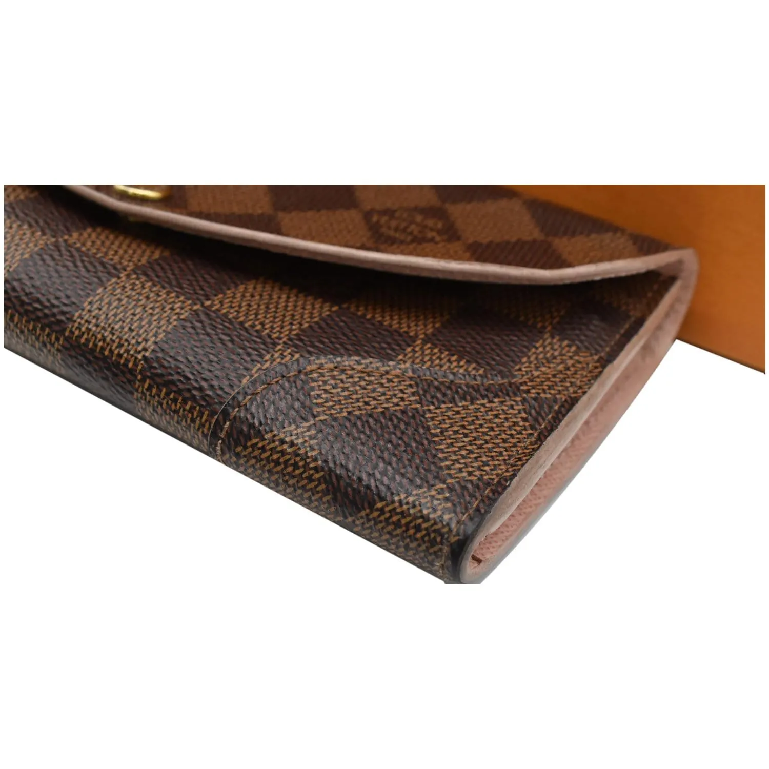 LOUIS VUITTON Caissa Damier Ebene Wallet Rose Ballerine