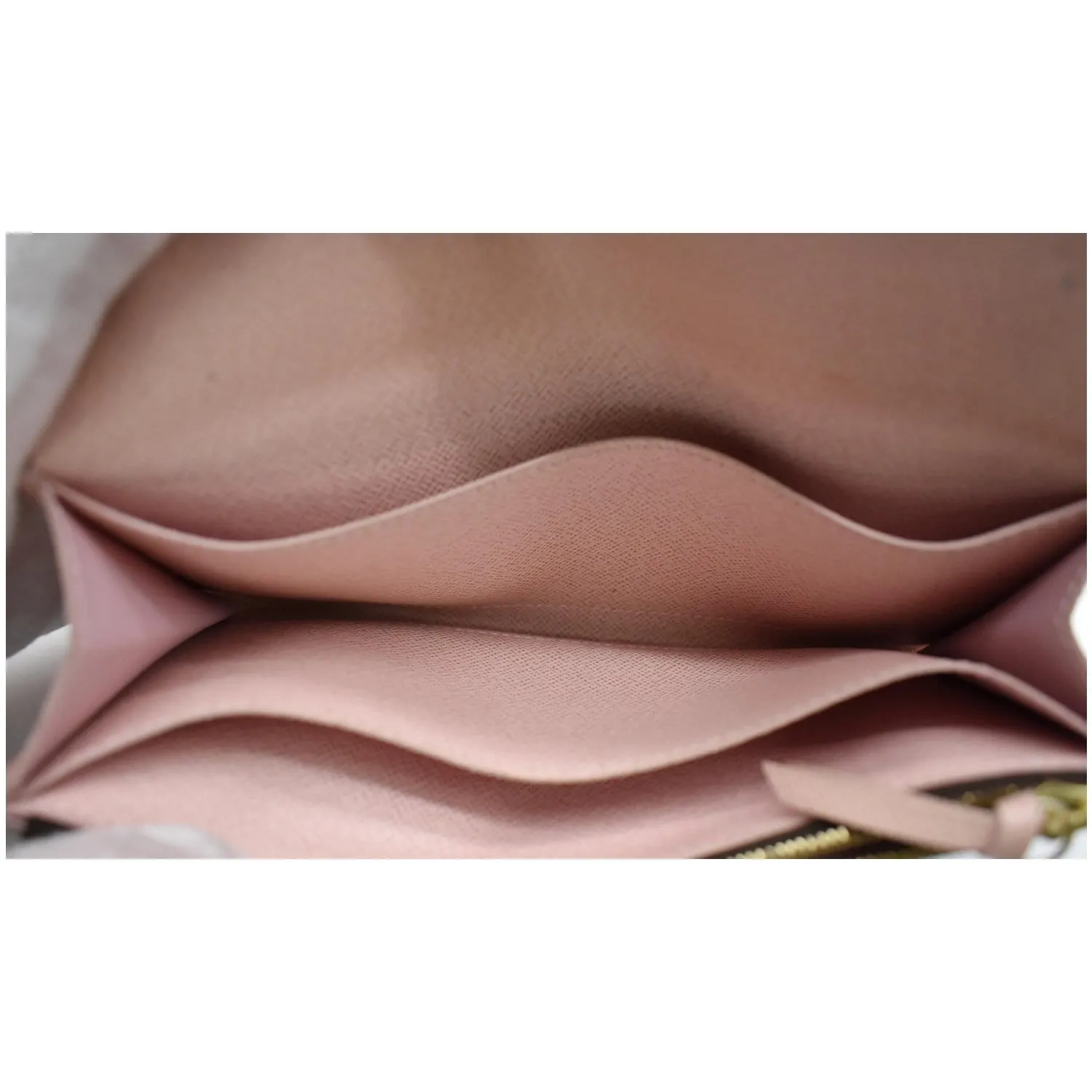 LOUIS VUITTON Caissa Damier Ebene Wallet Rose Ballerine