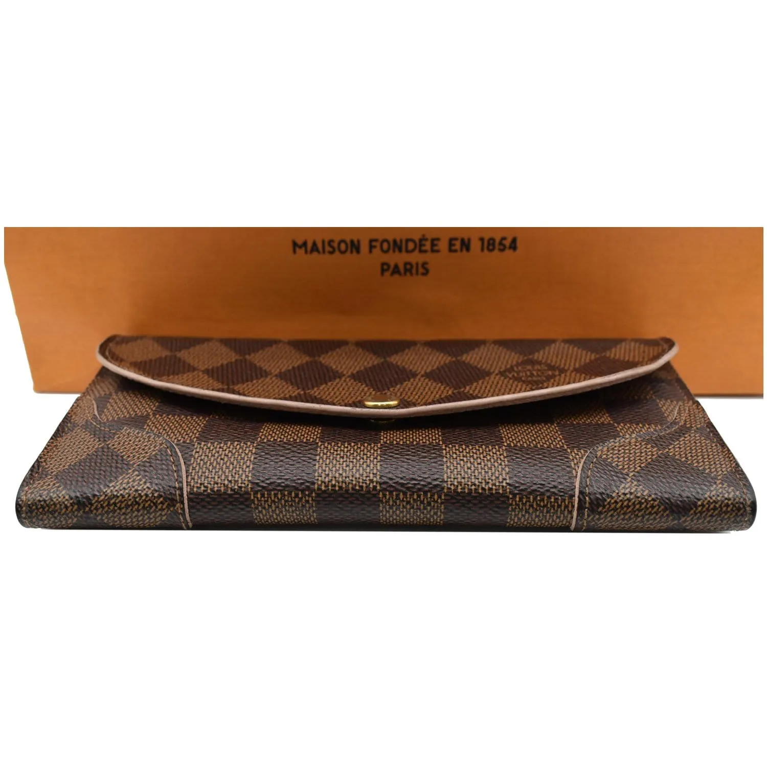 LOUIS VUITTON Caissa Damier Ebene Wallet Rose Ballerine