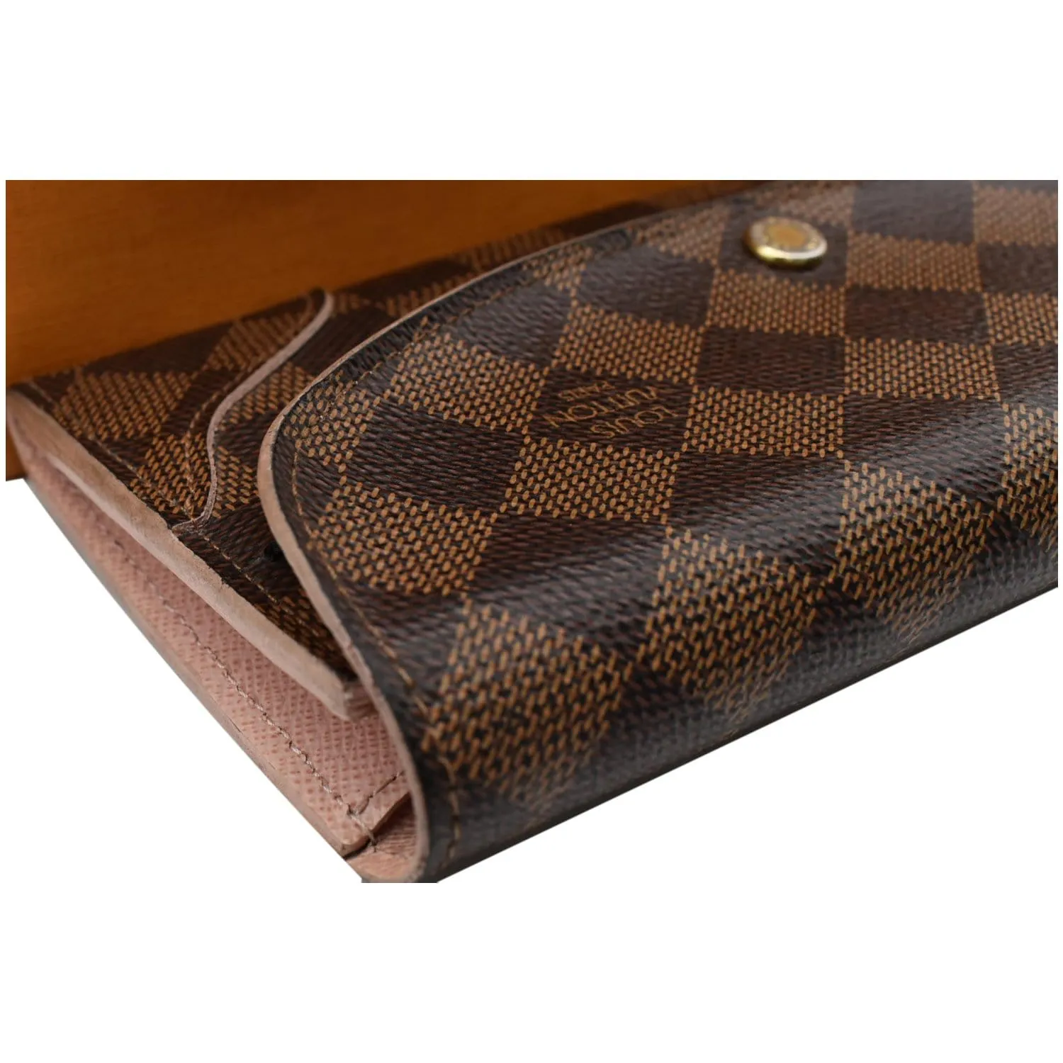 LOUIS VUITTON Caissa Damier Ebene Wallet Rose Ballerine