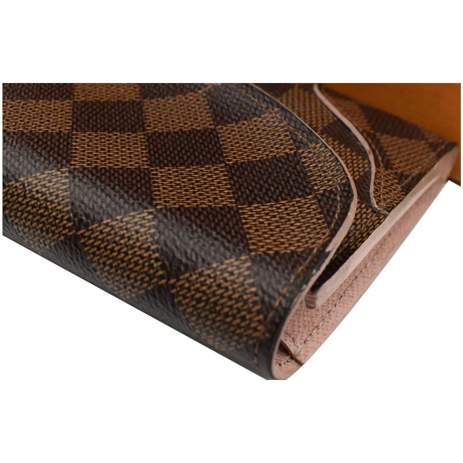 LOUIS VUITTON Caissa Damier Ebene Wallet Rose Ballerine
