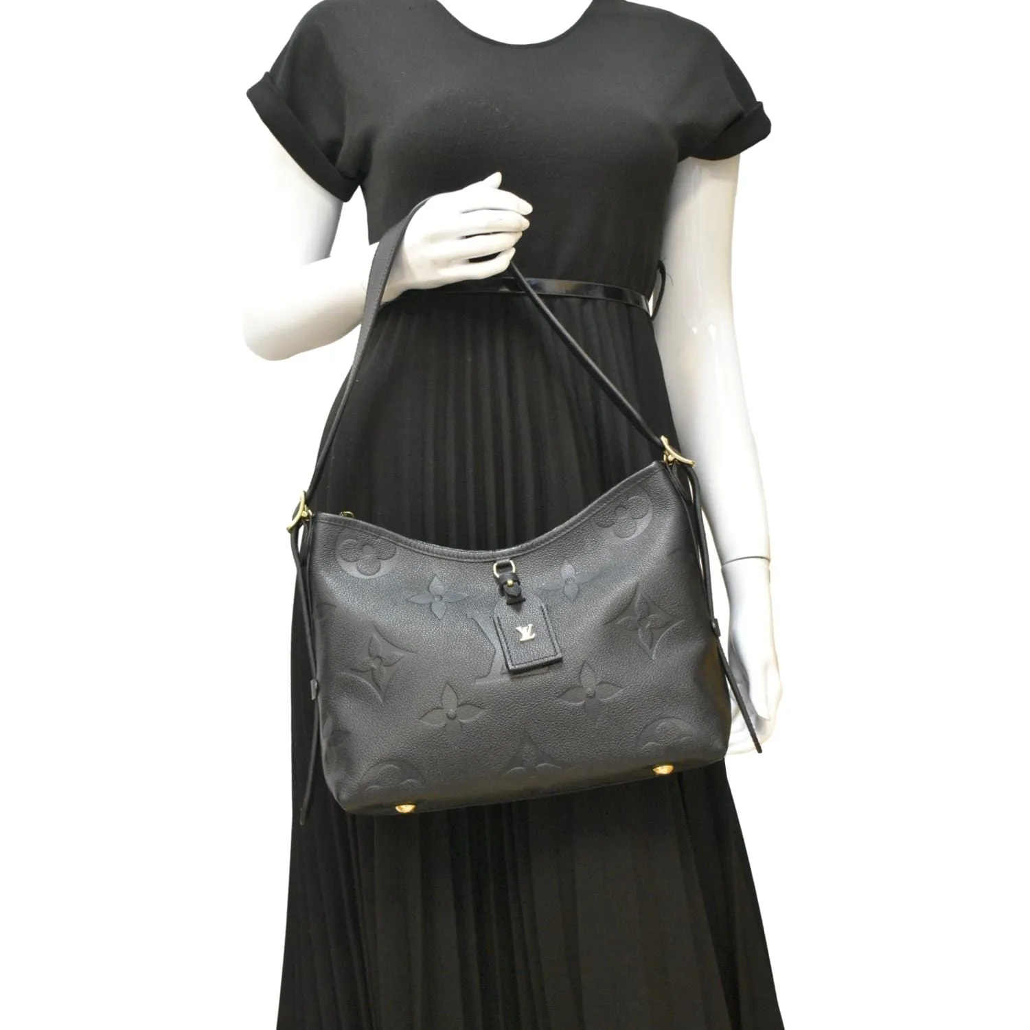 LOUIS VUITTON Carryall PM Monogram Empreinte Leather Shoulder Bag Black