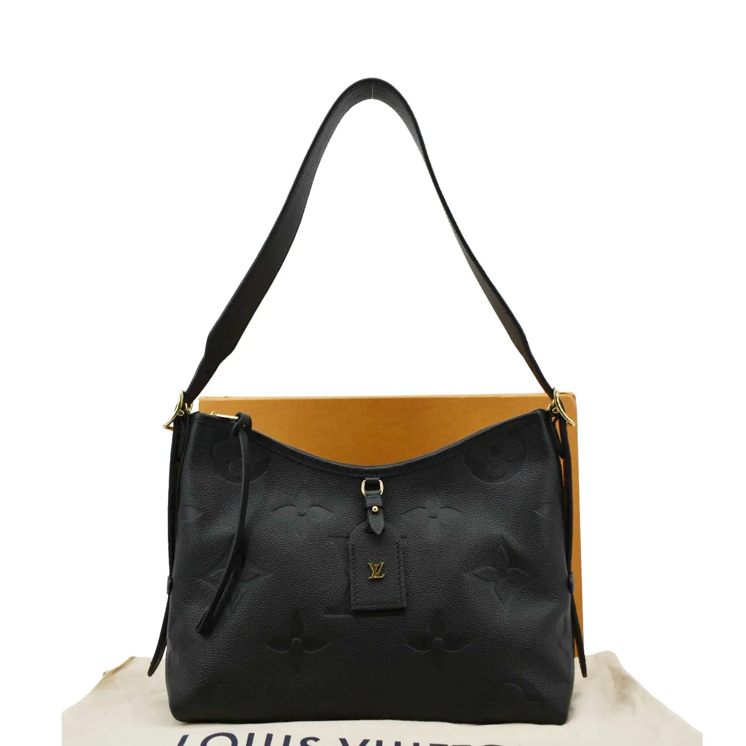 LOUIS VUITTON Carryall PM Monogram Empreinte Leather Shoulder Bag Black