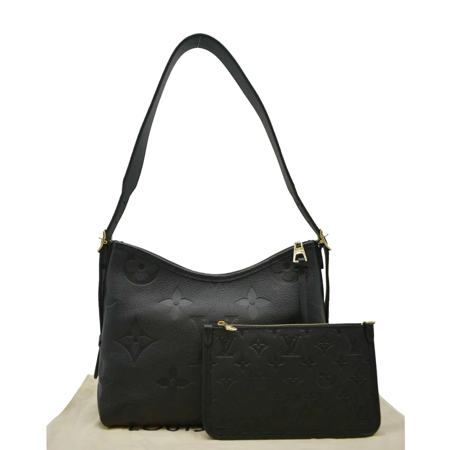 LOUIS VUITTON Carryall PM  Monogram Empreinte Leather Shoulder Bag Black
