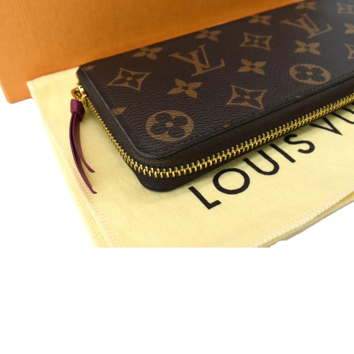 LOUIS VUITTON Clemence Monogram Canvas Zippy Wallet Brown