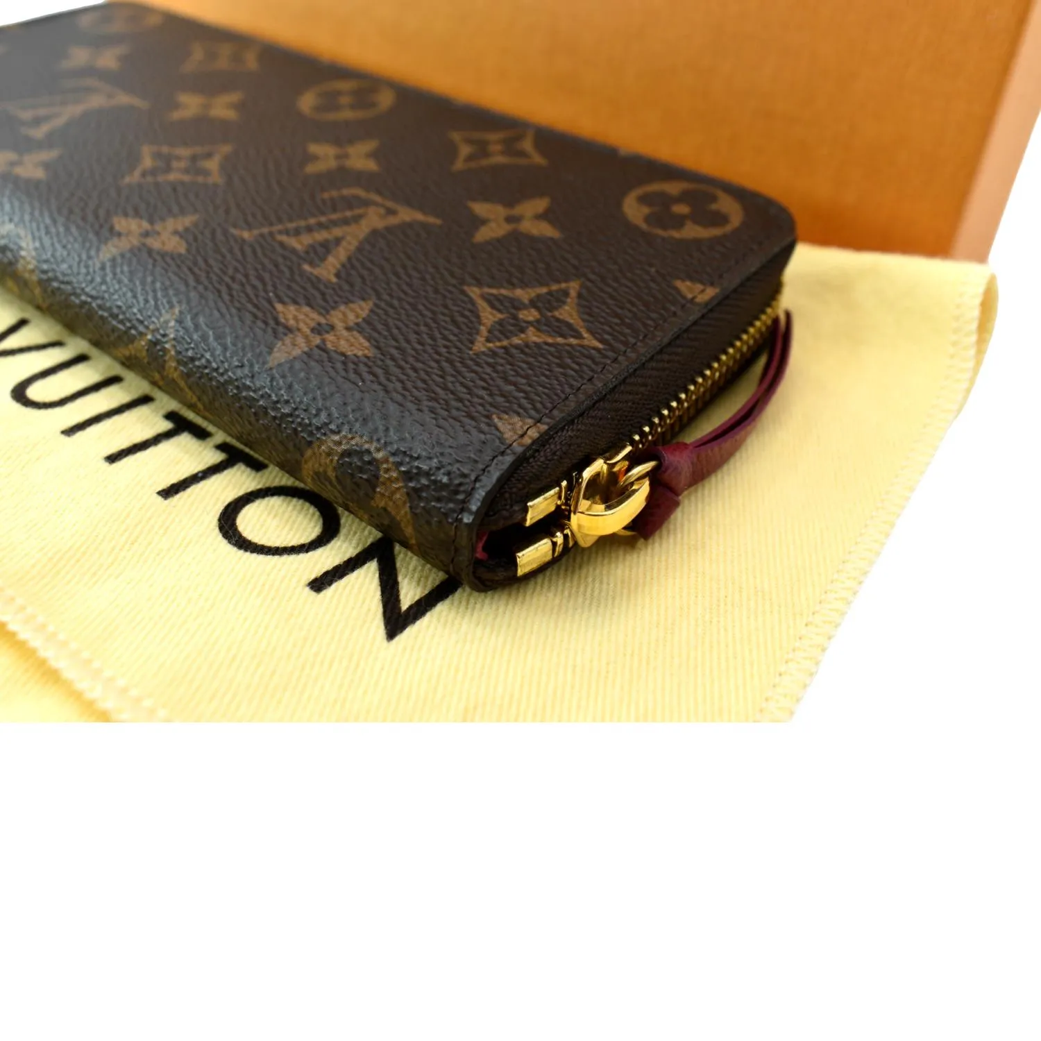 LOUIS VUITTON Clemence Monogram Canvas Zippy Wallet Brown