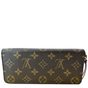 LOUIS VUITTON Clemence Monogram Canvas Zippy Wallet Brown