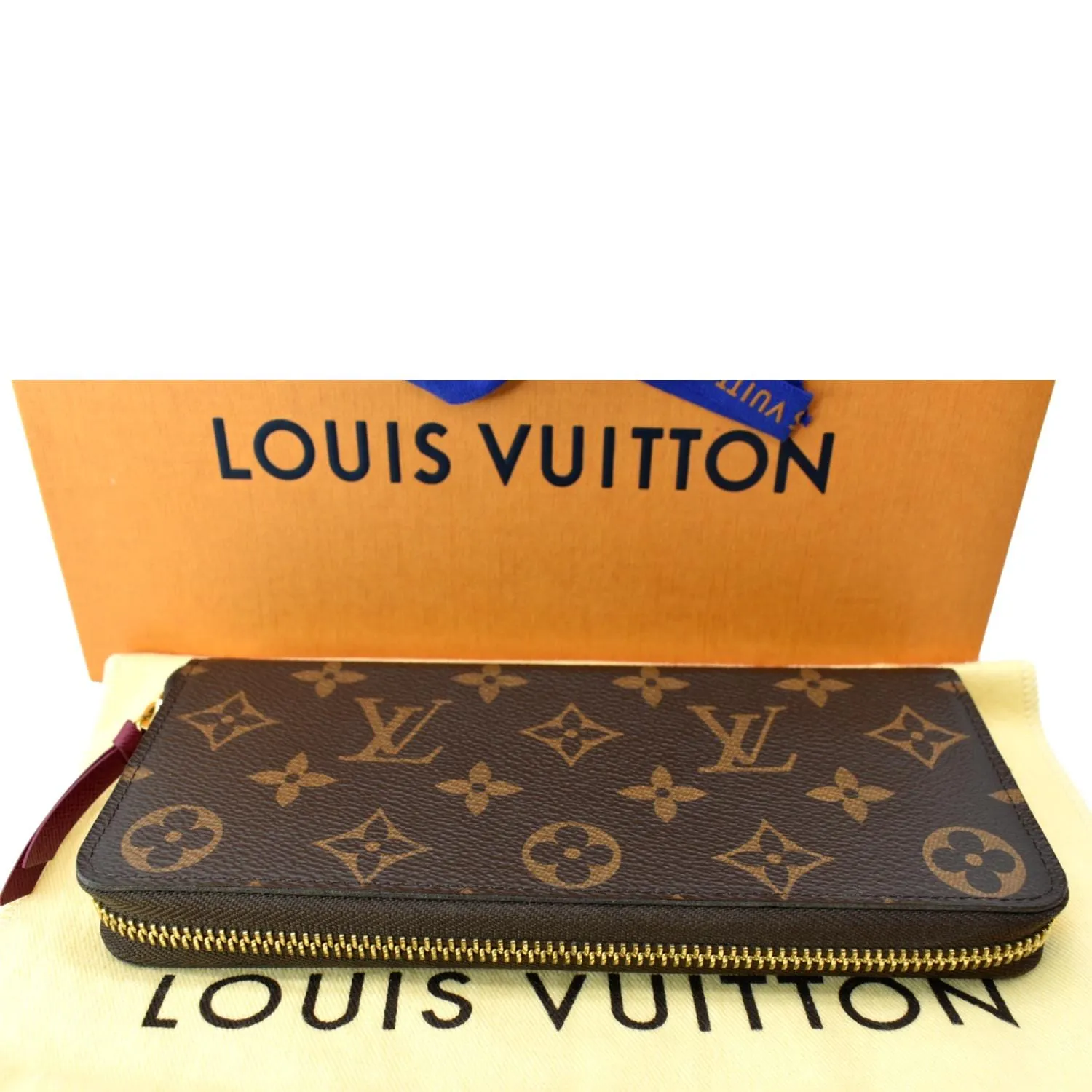 LOUIS VUITTON Clemence Monogram Canvas Zippy Wallet Brown