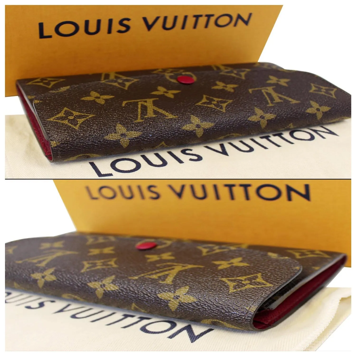 LOUIS VUITTON Emilie Monogram Canvas Wallet Fuchsia