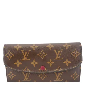 LOUIS VUITTON Emilie Monogram Canvas Wallet Fuchsia