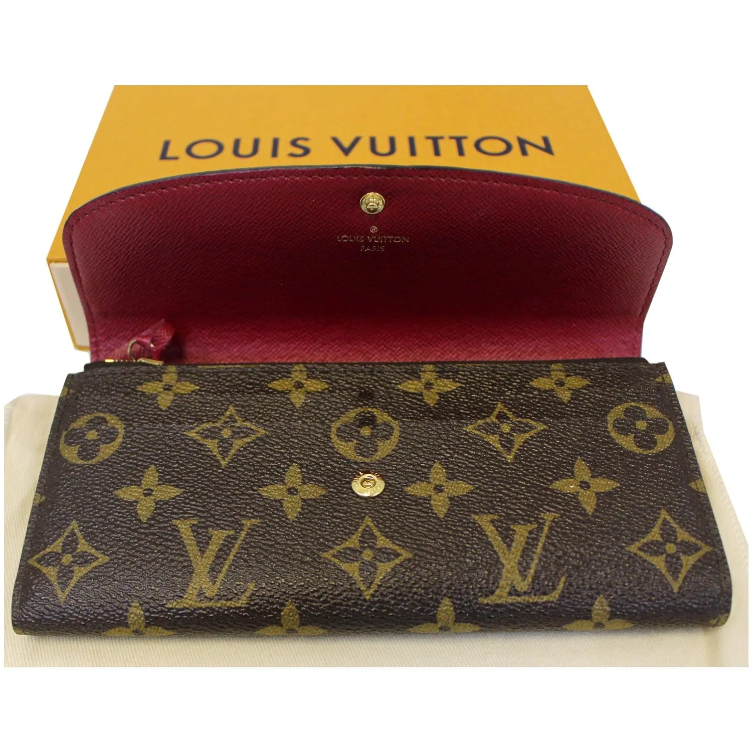 LOUIS VUITTON Emilie Monogram Canvas Wallet Fuchsia